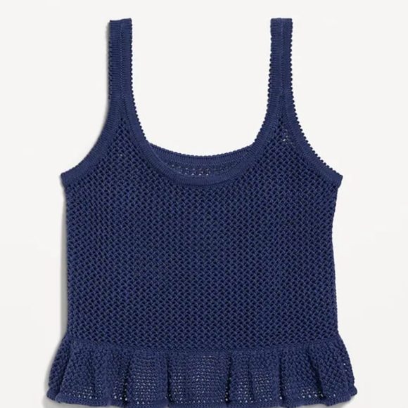 Old Navy Dark Blue Ruffle Knit Tank Top - Picture 4 of 5